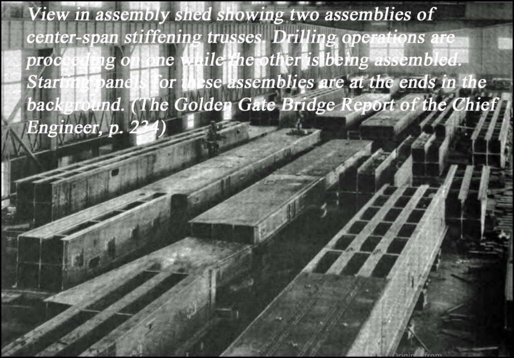 Assembly shed two assemblies center-span stiffening trusses