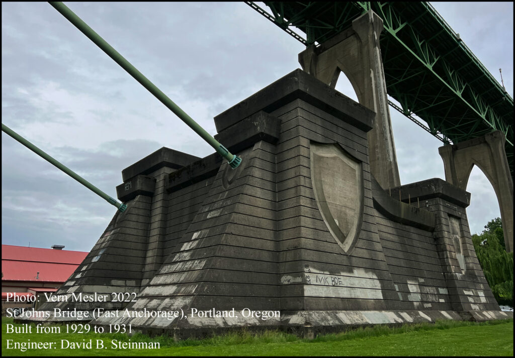 1931 St Johns Bridge, cable anchorage, Portland, Oregon