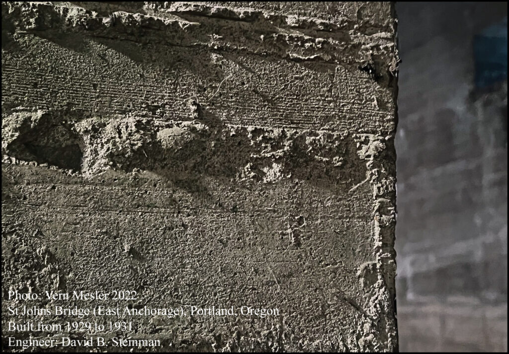 1931 St Johns Bridge, inside cable anchorage, Concrete Wall