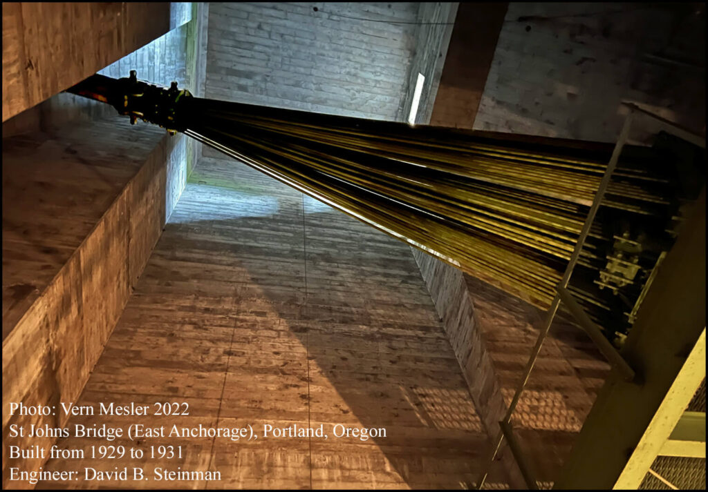 1931 St Johns Bridge, cable anchorage, Portland, Oregon