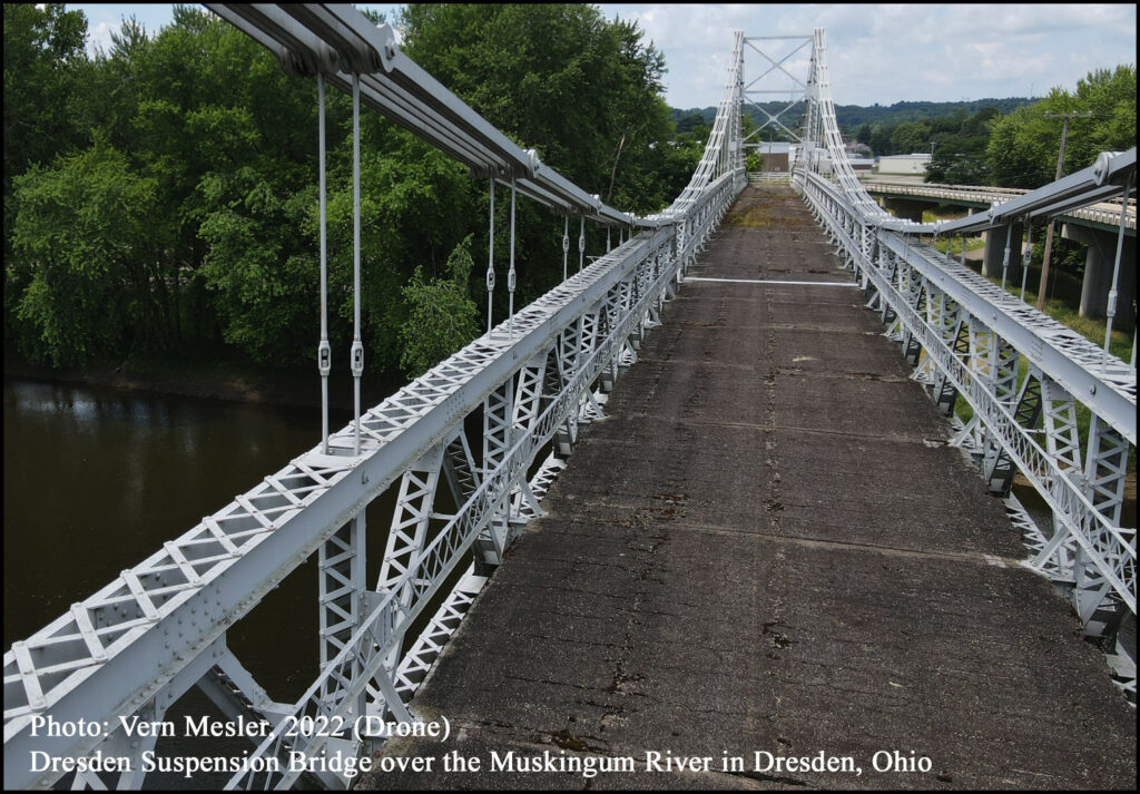 Dresden Suspension Bridge over the Muskingum River in Dresden, Ohio