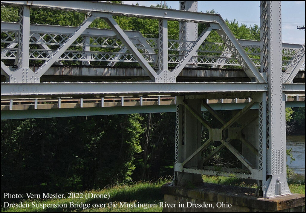 Dresden Suspension Bridge over the Muskingum River in Dresden, Ohio