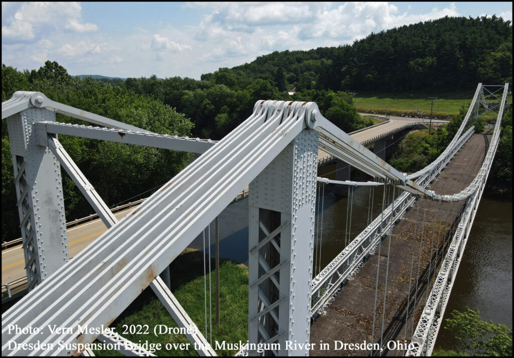 Dresden Suspension Bridge over the Muskingum River in Dresden, Ohio