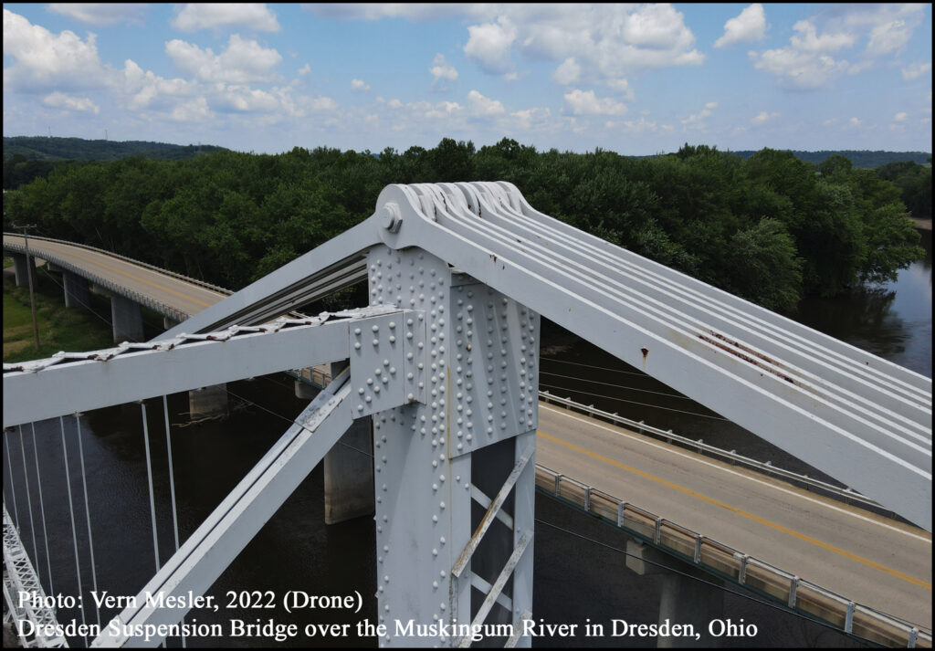 Dresden Suspension Bridge over the Muskingum River in Dresden, Ohio