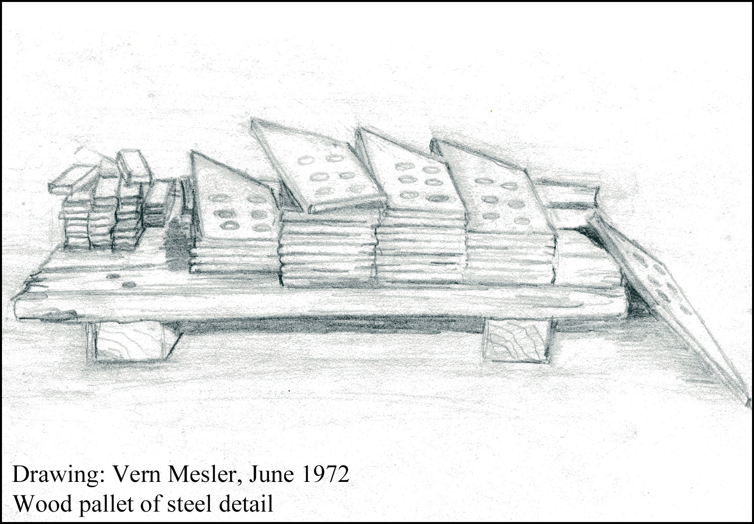 Drawing wood pallet of steel detail 1972