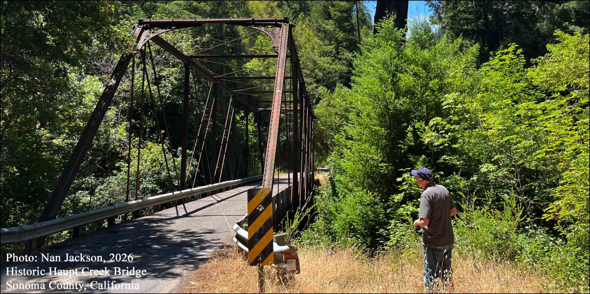 Historic Haupt Creek Bridge in northern Sonoma County, California. Possible phoenix column bridge fabricated for a Southern Pacific Railroad subsidiary in 1884