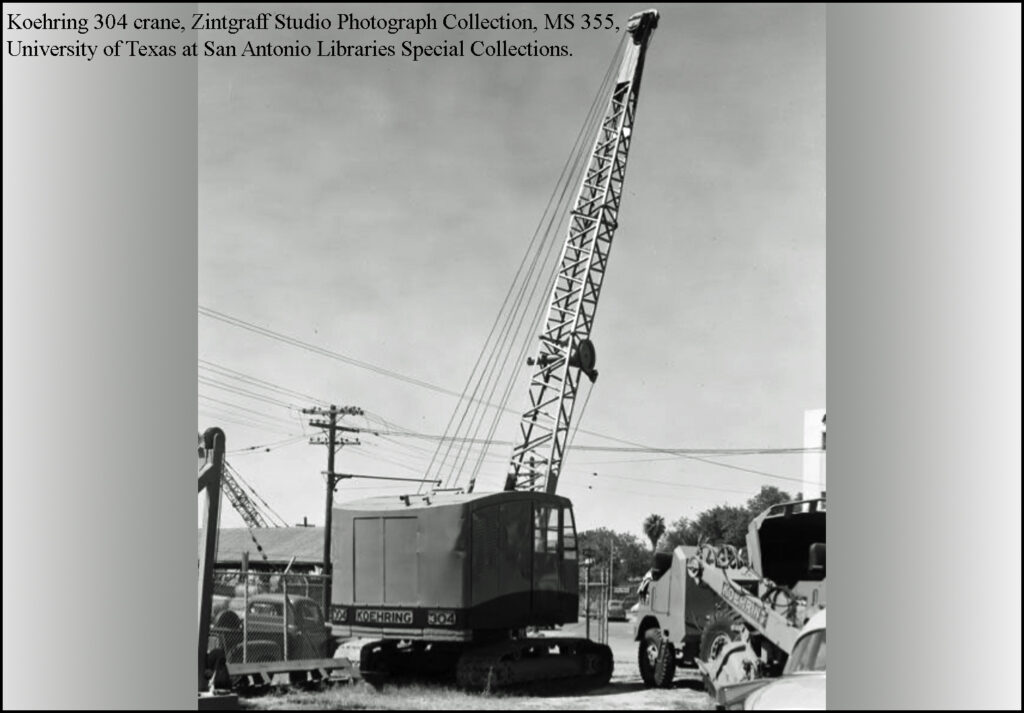 Koehring 304 crane, Zintgraff Studio Photograph Collection, MS 355, University of Texas at San Antonio Libraries Special Collections.